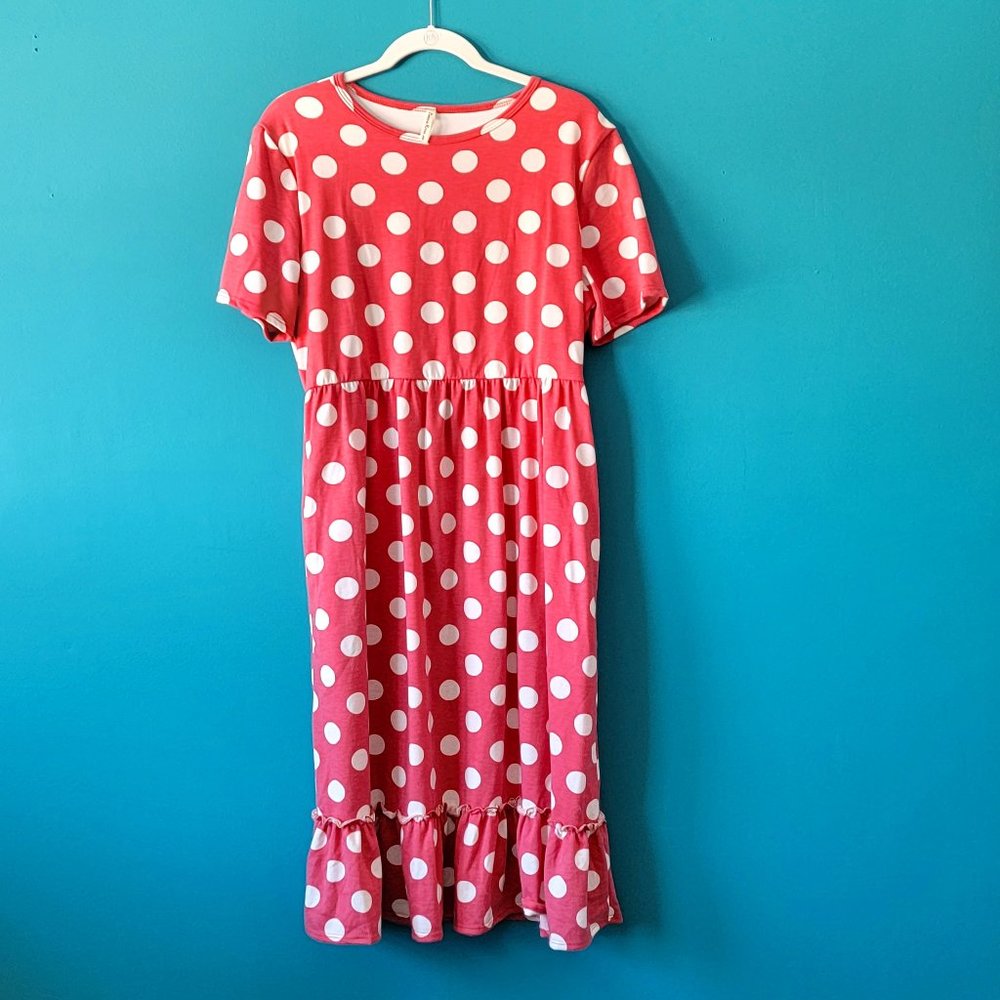 Chic Soul Boutique Pink Polka Dot Midi Dress